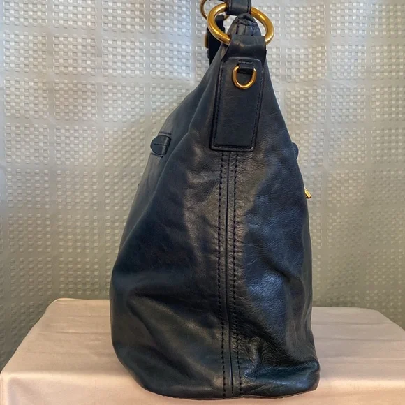 PRADA Large Blue Vitello Shine Leather Hobo - Picture 6 of 17